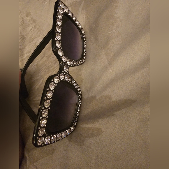 ROYAL GIRL Elton Square Rhinestone Sunglasses Oversized Diamond Bling Bling Used - Picture 3 of 5